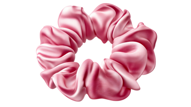Pink Satin Scrunchie Isolated on White