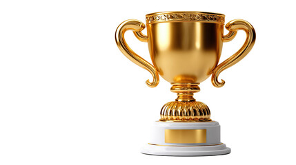 Golden Triumph Trophy: A radiant, close-up shot of a classic golden trophy, a beacon of achievement, ready to be bestowed as a symbol of reward and success.