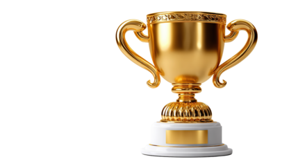 Golden Triumph Trophy: A radiant, close-up shot of a classic golden trophy, a beacon of achievement, ready to be bestowed as a symbol of reward and success.