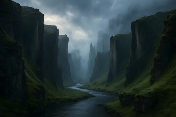 waterfall in the mountains