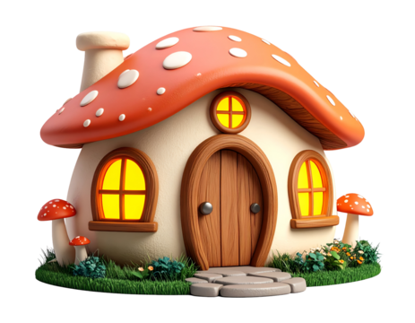 Enchanted Mushroom House 3D Render