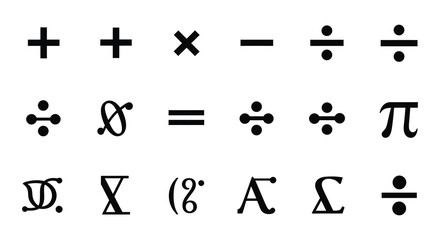 Collection of mathematical symbols and operators used in algebra and calculus
