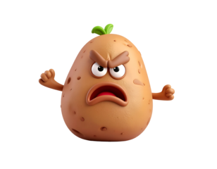 Angry Potato 3D Illustration