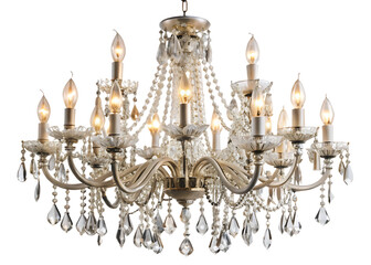  Elegant Crystal Chandelier Illumination on white background ,PNG.AI Generated.