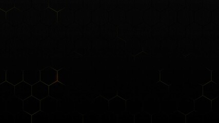Luxury black background glowing hexagon neon light line animation futuristic technology illustration - Powered by Adobe