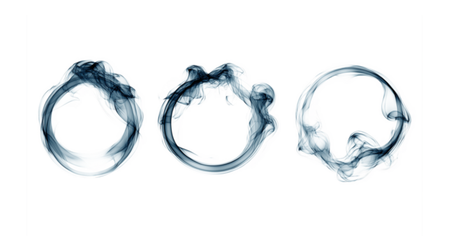 Smoke Rings Isolated on Transparent Background with Smooth Round Shapes