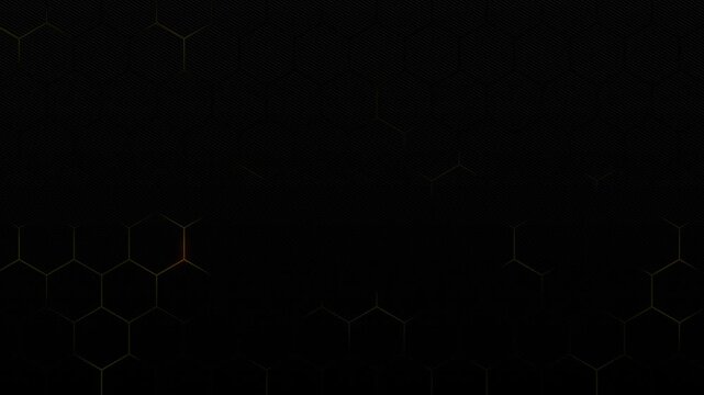 Luxury black background glowing hexagon neon light line animation futuristic technology illustration
