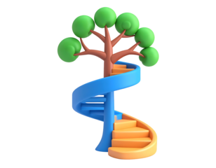 3D Spiral Staircase Tree Illustration