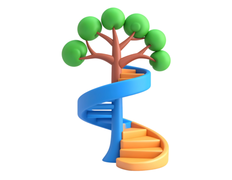 3D Spiral Staircase Tree Illustration