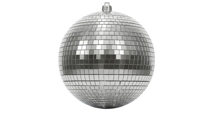 Silver disco ball sparkles against black. Perfect for party flyers, event posters, or themed social media.