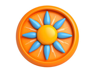 3D Sun Illustration Orange Blue