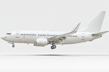 White passenger jet in mid-landing