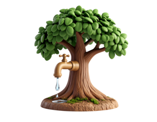 3D Tree Faucet Illustration