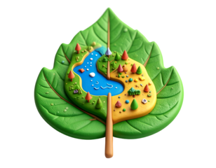 3D Leaf Landscape Illustration