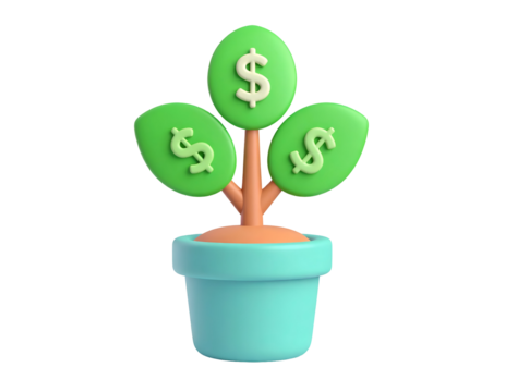 3D Render Money Tree Plant