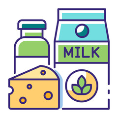 This Organic dairy icon is suitable for Organic Product, etc.