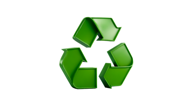 Green recycling symbol with rounded edges