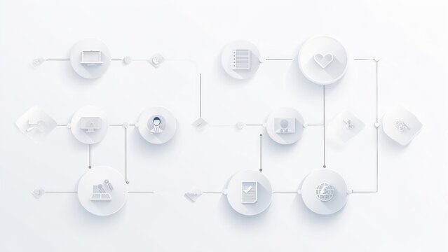 Clean Neumorphic Infographic Showing a Connected Business Workflow - Powered by Adobe