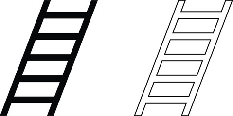 Ladder icon vector. Ladder simple symbol silhouette and line art icon vector