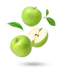 green apples with leaves