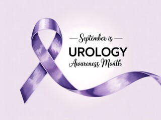 September is urology awareness month featuring a purple ribbon symbolizing support and education