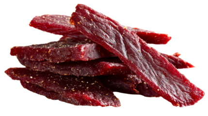 Pile of Beef Jerky Sticks on a White Surface