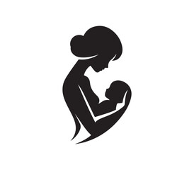mother and baby love logo vector design