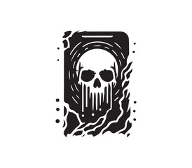black and white skull vector design