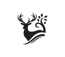 Deer vector logo silhouette design template