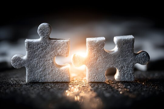 antecedent concept with interconnected puzzle pieces evokes urgent emotional clarity and fragile relational longing