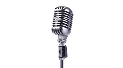 Fototapeta premium Vintage Microphone on Stand with Elegant Design and Shiny Finish Ideal for Recording and Live Performance