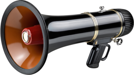 Classic Black Megaphone for Announcements and Events with Glossy Finish and Functional Design