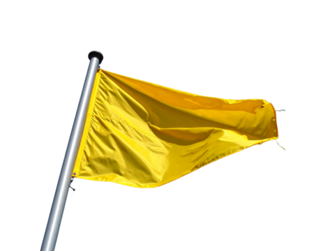 Bright Yellow Flag Waving in the Wind PNG