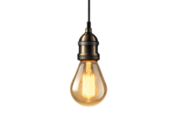 Beautiful Hanging Light Bulb Lamp Background on transparent background