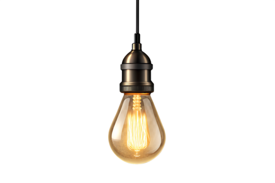Beautiful Hanging Light Bulb Lamp Background on transparent background