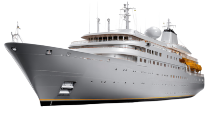 Luxury yacht sailing in open waters with modern design and sleek lines, showcasing elegance on the sea