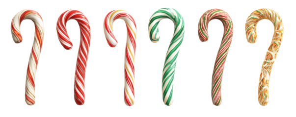 Festive candy canes in classic red green and gold stripes