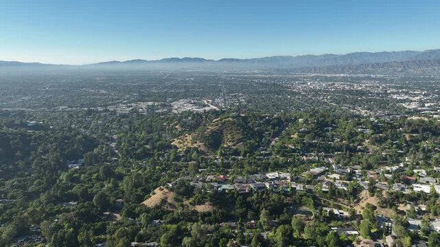 San Fernando Valley Aerial Shot of Studio City from Beverly Hills Autry Overlook Back L