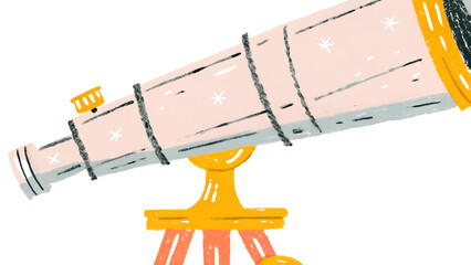 A vintagestyle telescope on a tripod, isolated on transparent background