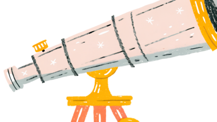 A vintagestyle telescope on a tripod, isolated on transparent background