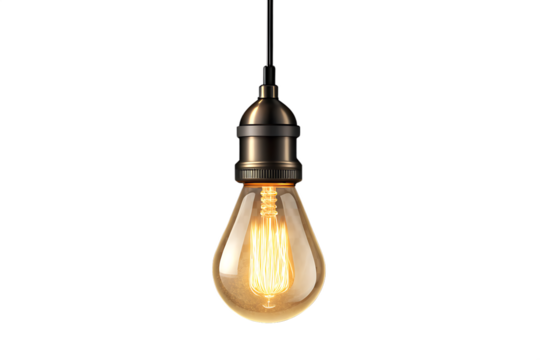 Beautiful Hanging Light Bulb Lamp Background on transparent background
