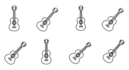 Nine Outline Acoustic Guitar Illustrations