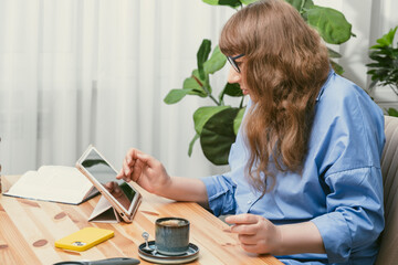 Elderly woman professor, teacher, tutor or psychologist conducts online consultation or training on...