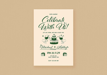 Simple Vintage Handrawn Wedding Invitation