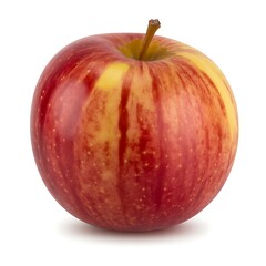 A single red and yellow striped apple isolated on a white background