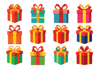 Colorful Gift Boxes with Ribbons and Bows for Celebrations and Holidays