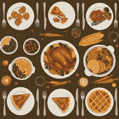 A Festive Feast Thanksgiving Dinner Illustration