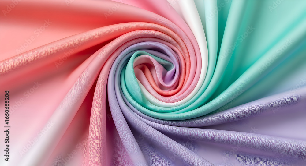Poster vibrant swirl of pastel gradient fabric with shimmering texture and soft light