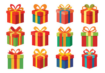 Colorful Gift Box Collection for Celebrations and Special Occasions Vector Art