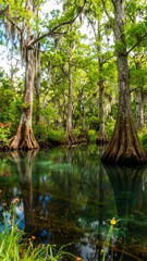 Fototapeta premium Serene cypress swamp reflections